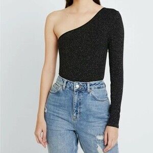 BDG Urban Outfittters One-Shoulder Long Sleeve Thong Bodysuit Size Small